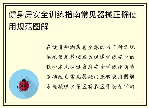 健身房安全训练指南常见器械正确使用规范图解